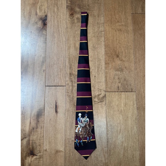 Polo Ralph Lauren Equestrian Riders Striped Necktie 100% Silk Rare‎ Vintage